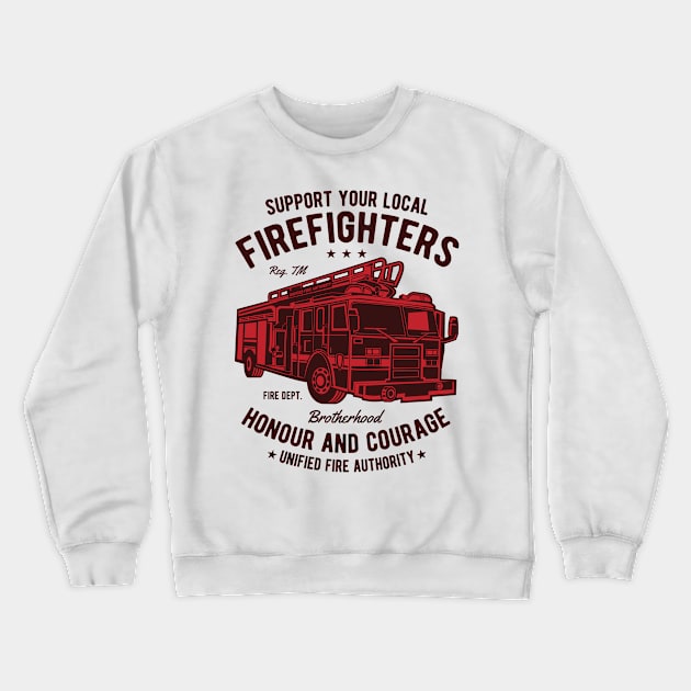 Fire Fighter Truck Crewneck Sweatshirt by PaunLiviu